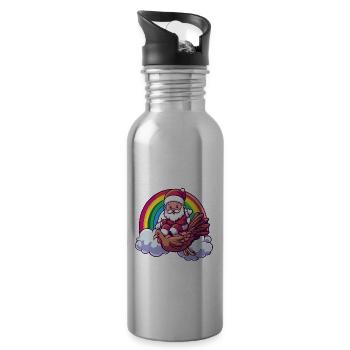 Truthan Santa Claus Rainbow - Water bottle with straw - silver - Right
