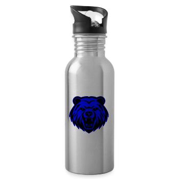 Bear Animal Portrait - Water bottle with straw - silver - Right