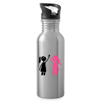 Freundschaft Mädchen Beste Freundin - Trinkflasche mit integriertem Trinkhalm - Lightsilver - Rechts
