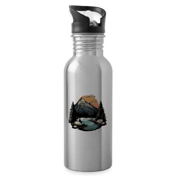 Berge Outdoor Landschaft - Trinkflasche mit integriertem Trinkhalm - Lightsilver - Rechts