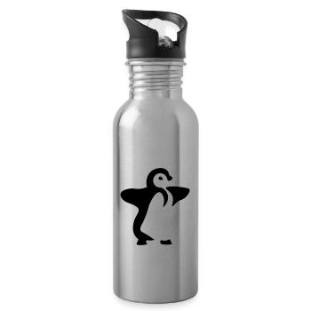 Baby Pinguin - Pinguinbaby - Trinkflasche mit integriertem Trinkhalm - Lightsilver - Rechts