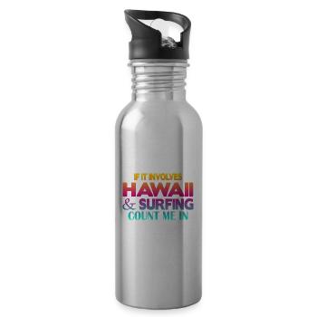 Surf à Hawaï - Gourde avec paille intégrée - argent clair - Droite