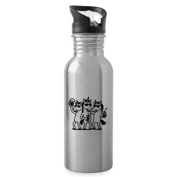 Einhorn Bier Party - Trinkflasche mit integriertem Trinkhalm - Lightsilver - Rechts
