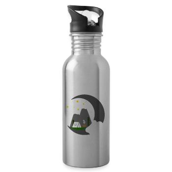Campen unter Sternenhimmel in den Bergen - Trinkflasche mit integriertem Trinkhalm - Lightsilver - Rechts