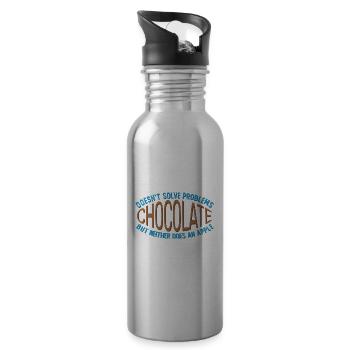 Schokolade Löst Keine Probleme Lustig Witz - Trinkflasche mit integriertem Trinkhalm - Lightsilver - Rechts