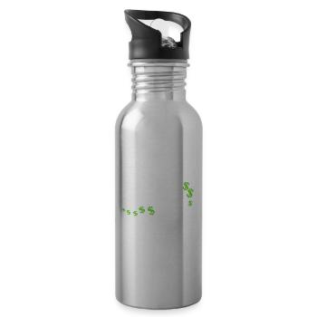 Ja, ich bin endlich reich - Trinkflasche mit integriertem Trinkhalm - Lightsilver - Rechts