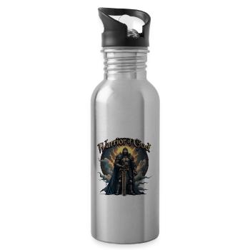 WARRIOR OF GOD - Black Knight - Water bottle with straw - silver - Right