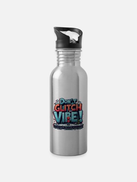 Don't Glitch my Vibe - Retro Gaming Graffiti - Trinkflasche mit integriertem Trinkhalm - Lightsilver