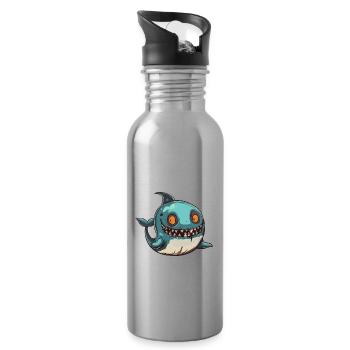 Whale Halloween Comic Funny - Water bottle with straw - silver - Right