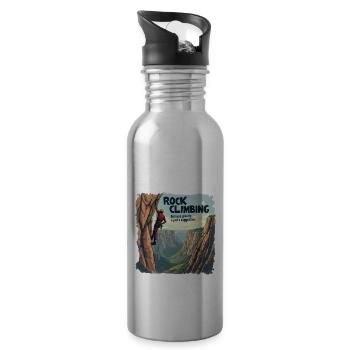 Climbing - Because Gravity Is Just a Suggestion - Water bottle with straw - silver - Right