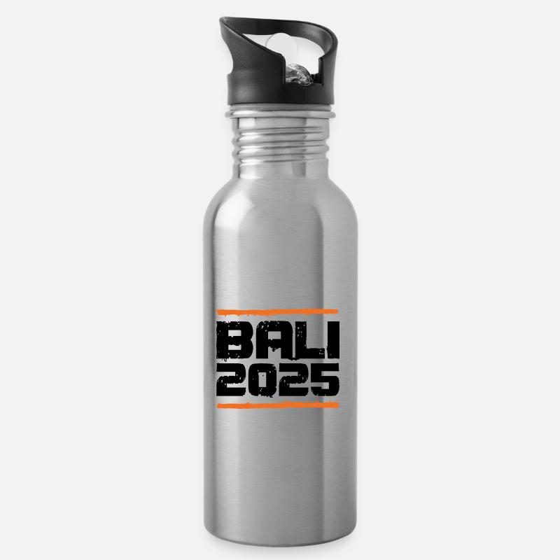 Bali 2025 Vacation - Water bottle with straw - silver