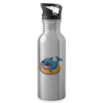 Delfin Comic Cool - Trinkflasche mit integriertem Trinkhalm - Lightsilver - Rechts