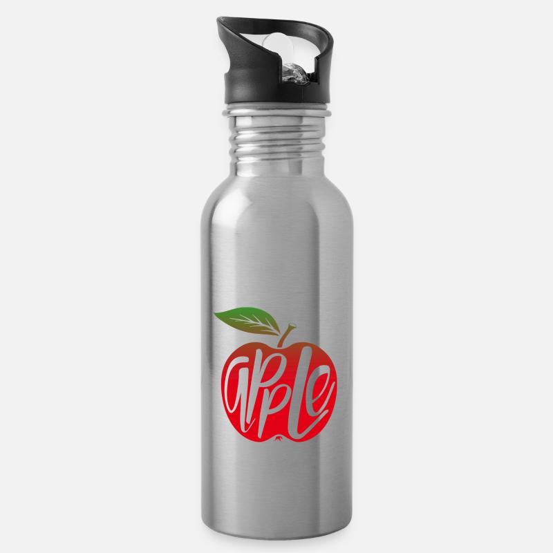 Apple - Trinkflasche mit integriertem Trinkhalm - Lightsilver