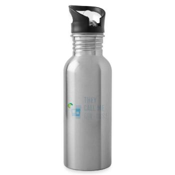 Gin Spruch They call me Gin-ius - Trinkflasche mit integriertem Trinkhalm - Lightsilver - Rechts
