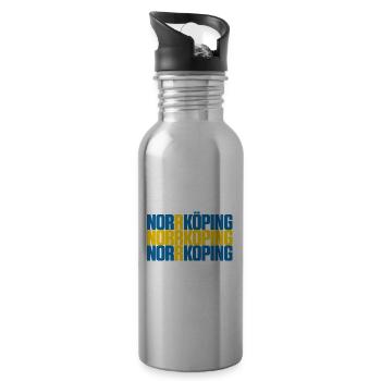 Norrköping Sweden Flag - Water bottle with straw - silver - Right