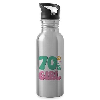 70s Girl 70s Girl Hippie - Water bottle with straw - silver - Right