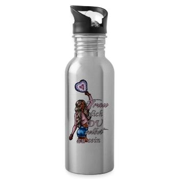 Dare to be yourself blonde - Water bottle with straw - silver - Right
