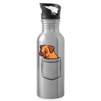 My pug in my pocket - chest pocket - Water bottle with straw - silver - Right