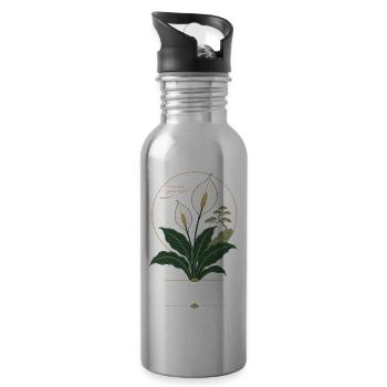 Peace Lily Peace Mind – Friedenslilie Zen - Trinkflasche mit integriertem Trinkhalm - Lightsilver - Rechts