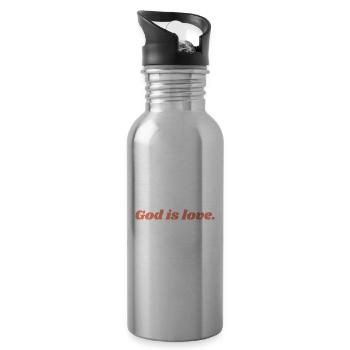 God Is Love - Christian Quote - Water bottle with straw - silver - Right