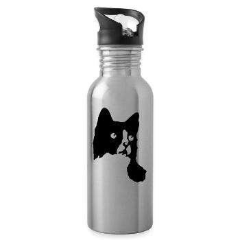 Chats chats chats chats - Gourde avec paille intégrée - argent clair - Droite