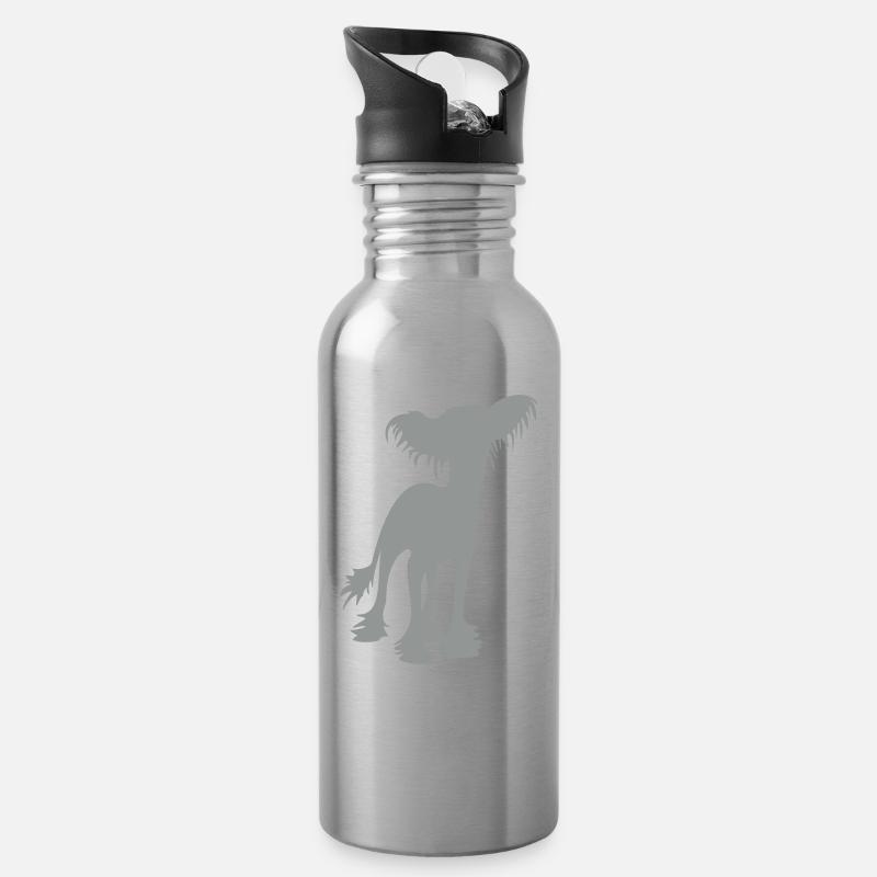 Chinese Crested - Trinkflasche mit integriertem Trinkhalm - Lightsilver