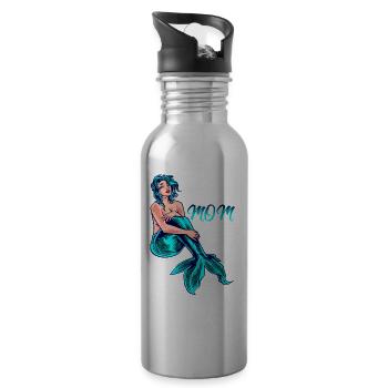 Meerjungfrau Mutter Mermaid Mom Mama Geschenk - Trinkflasche mit integriertem Trinkhalm - Lightsilver - Rechts