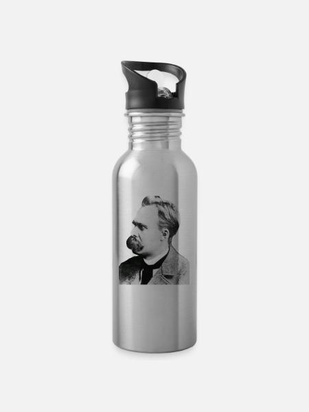 Friedrich Nietzsche - Trinkflasche mit integriertem Trinkhalm - Lightsilver