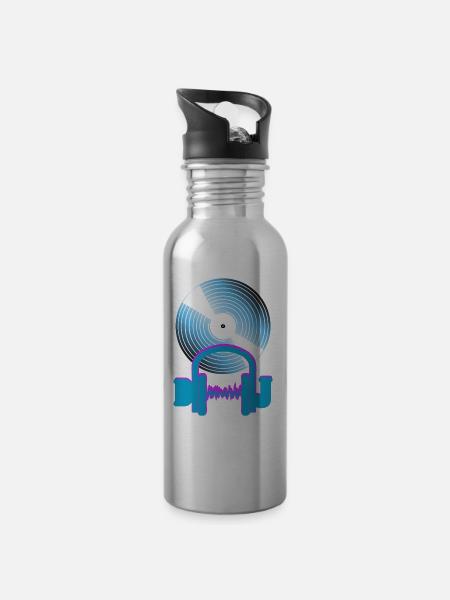 dj - Water bottle with straw - silver