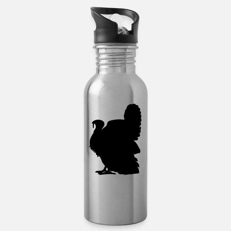 Truthahn - Trinkflasche mit integriertem Trinkhalm - Lightsilver