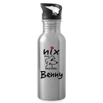 Nicht's ohne Hund Benny - Trinkflasche mit integriertem Trinkhalm - Lightsilver - Rechts
