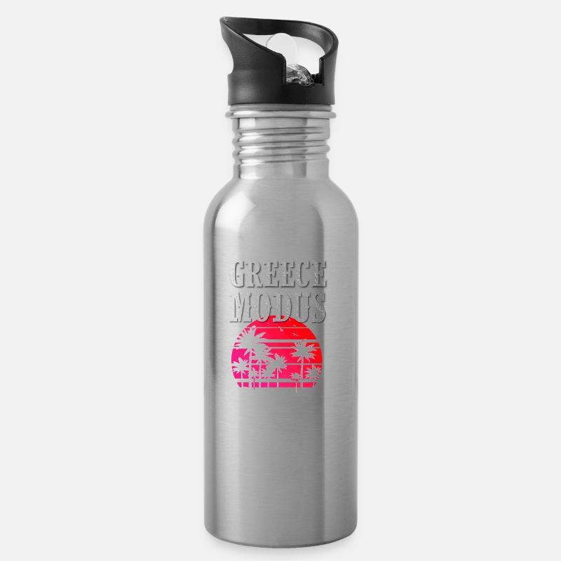 Greece Modus - Trinkflasche mit integriertem Trinkhalm - Lightsilver