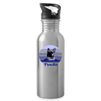 Frenchie, Chiens, Bully, Français Bulldog - Gourde avec paille intégrée - argent clair - Droite