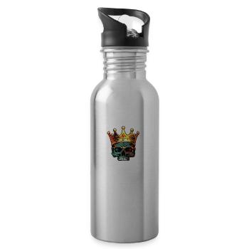 Malle Crew König Skelett Mallorca Team - Trinkflasche mit integriertem Trinkhalm - Lightsilver - Rechts
