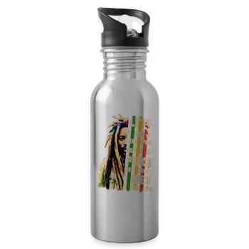 Rastaman jah rastafari - Gourde avec paille intégrée - argent clair - Droite