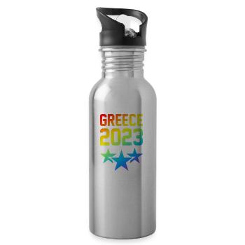 Greece 2023 - Trinkflasche mit integriertem Trinkhalm - Lightsilver - Rechts