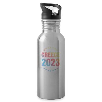 Greece 2023 - Water bottle with straw - silver - Right