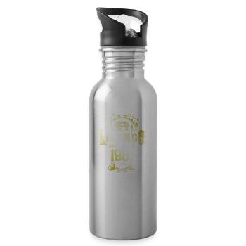 1981 Legends Birthday - Water bottle with straw - silver - Right
