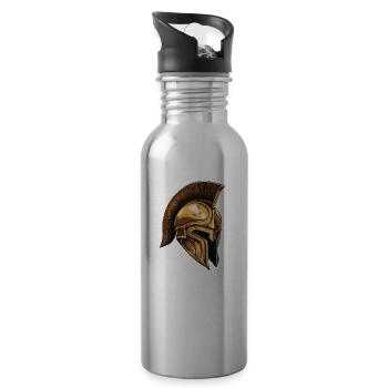 Spartan Warrior Sparta Helmet - Water bottle with straw - silver - Right