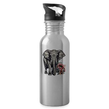 Blumen, um Elefanten zu erheben - Trinkflasche mit integriertem Trinkhalm - Lightsilver - Rechts
