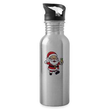 Père Noël à boire bande dessinée Noël - Gourde avec paille intégrée - argent clair - Droite