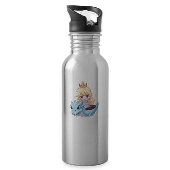 Prinzessin Drache Niedlich - Trinkflasche mit integriertem Trinkhalm - Lightsilver - Rechts