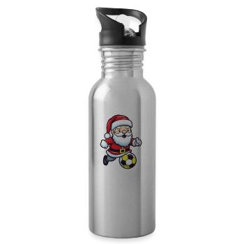 Père Noël Football Sports Noël - Gourde avec paille intégrée - argent clair - Droite