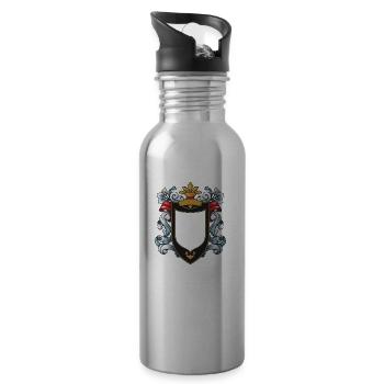Wappen Symbol - Trinkflasche mit integriertem Trinkhalm - Lightsilver - Rechts