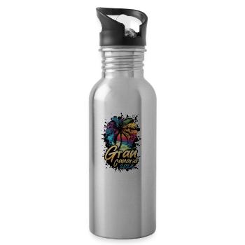 Gran Canaria 2024 Palm Trees Multicolored - Water bottle with straw - silver - Right