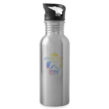 Après Ski Team Party Saying Colorful - Water bottle with straw - silver - Right