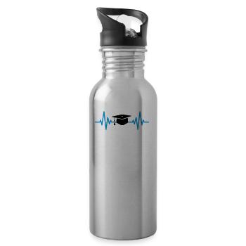 doctorant battement de coeur ECG médical cadeau médecin - Gourde avec paille intégrée - argent clair - Droite