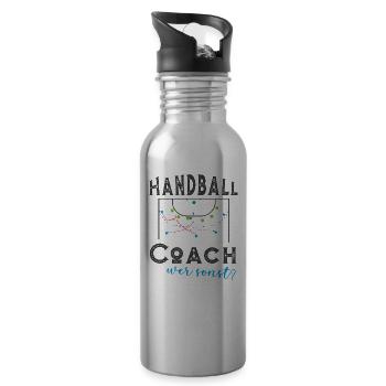 Handball Trainer Coach - Trinkflasche mit integriertem Trinkhalm - Lightsilver - Rechts
