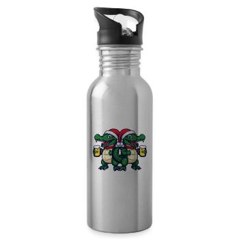 Weihnachts Crew Xmas Bier Alligator - Trinkflasche mit integriertem Trinkhalm - Lightsilver - Rechts