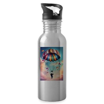 Colorful parachute - Water bottle with straw - silver - Right